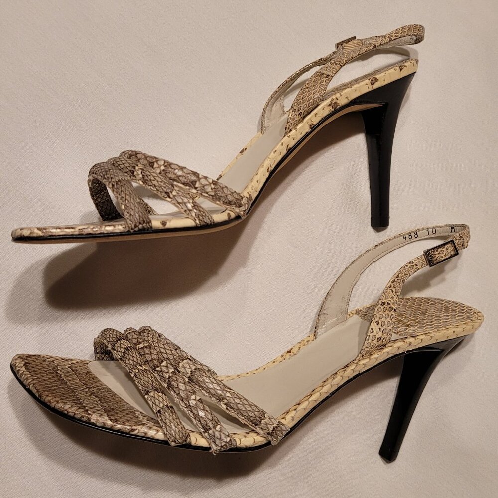 Stuart Weitzman Womens Brown Snake Print Slingback Strappy Sandals 10M Spain